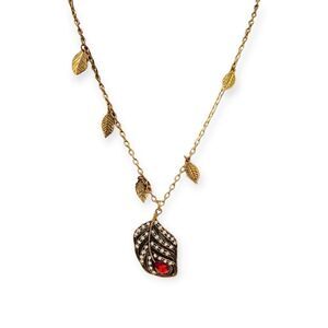 Amrita Singh Antique 18k Gold-Plated Brass Peacock Feather Pendant Necklace